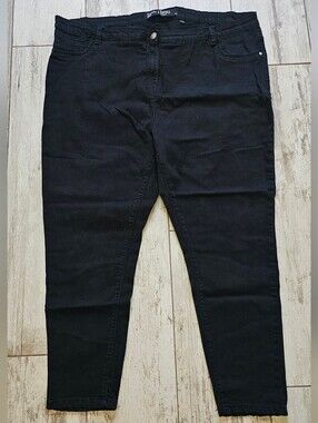 Simply Be Black Skinny Ankle Jeans - Stretch Slim Fit 24W